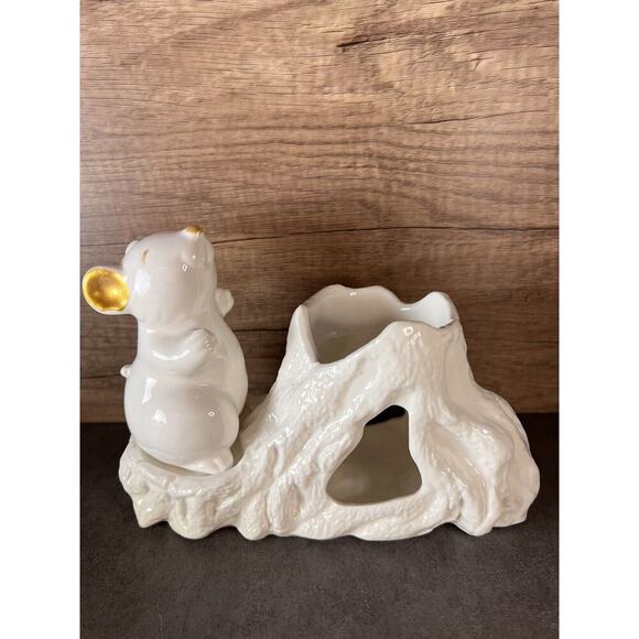 VTG White Mouse Tree Trunk Vase Succulent Planter Ceramic 99 INTL - Picture 1 of 16